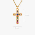 Colorful Cross Necklace  | 18K Gold Vermeil - Mionza Jewelry-14k solid gold, 16th birthday gift, 18k solid gold, catholic necklace, Christian Gift, Christian Jewelry, cross necklace, cross necklace women, girls cross necklace, mothers day gift, non tarnish necklace, Religious Pendant, small cross necklace