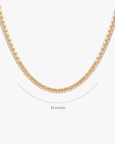 Tennis Necklace | 18K Gold Vermeil - Mionza Jewelry-18k solid gold, choker necklace, Crystal Choker, cz tennis necklace, diamond choker, diamond necklace, Gift for Mom, gold tennis necklace, mothers day necklace, non tarnish necklace, tennis chain, tennis choker, tennis necklace