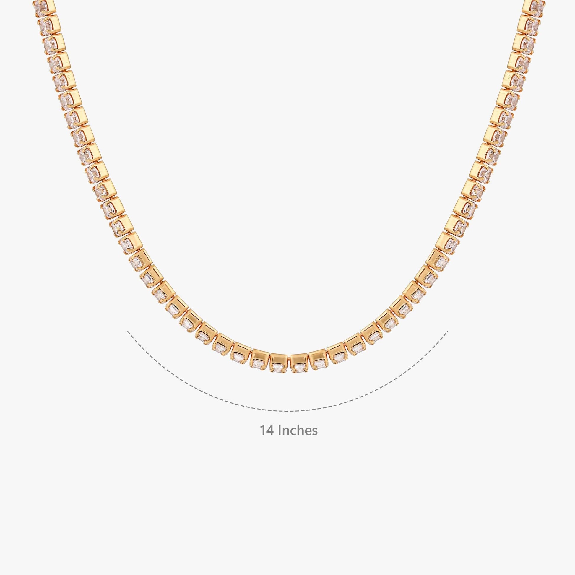 Tennis Necklace | 18K Gold Vermeil - Mionza Jewelry-18k solid gold, choker necklace, Crystal Choker, cz tennis necklace, diamond choker, diamond necklace, Gift for Mom, gold tennis necklace, mothers day necklace, non tarnish necklace, tennis chain, tennis choker, tennis necklace