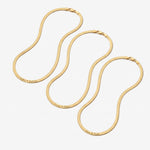 Personalized gold herringbone chain necklaces with engraved names