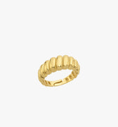 Croissant Ring | 14K Gold Vermeil - Mionza Jewelry-croissant ring gold, gift for bestfriend, gold croissant ring, gold plated ring, gold ring band, gold twist ring, gold vermeil, gold vermeil ring, signet ring, tarnish free ring, thick gold ring, twist ring