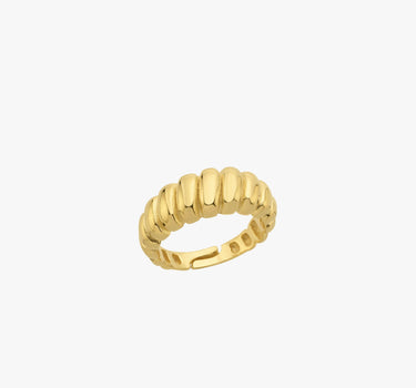 Croissant Ring | 14K Gold Vermeil - Mionza Jewelry-croissant ring gold, gift for bestfriend, gold croissant ring, gold plated ring, gold ring band, gold twist ring, gold vermeil, gold vermeil ring, signet ring, tarnish free ring, thick gold ring, twist ring