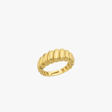 Croissant Ring | 14K Gold Vermeil - Mionza Jewelry-croissant ring gold, gift for bestfriend, gold croissant ring, gold plated ring, gold ring band, gold twist ring, gold vermeil, gold vermeil ring, signet ring, tarnish free ring, thick gold ring, twist ring