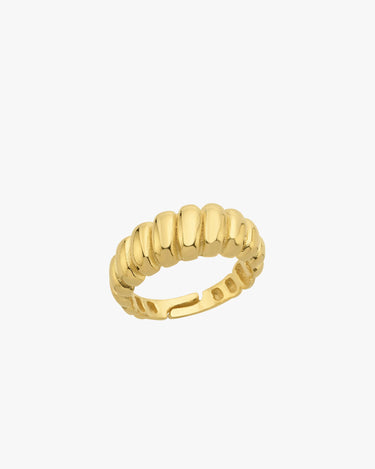 Croissant Ring | 14K Gold Vermeil - Mionza Jewelry-croissant ring gold, gift for bestfriend, gold croissant ring, gold plated ring, gold ring band, gold twist ring, gold vermeil, gold vermeil ring, signet ring, tarnish free ring, thick gold ring, twist ring