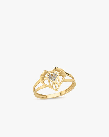 Open Heart Ring | 14K Solid Gold - Mionza Jewelry-14k gold ring, 3rd anniversary gift, anniversary gift, cz heart ring, dainty gold ring, engagement ring, gold heart jewelry, heart ring gold, heart ring women, heart rings, heart shaped ring, hollow heart ring, minimalist ring