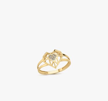 Open Heart Ring | 14K Solid Gold - Mionza Jewelry-14k gold ring, 3rd anniversary gift, anniversary gift, cz heart ring, dainty gold ring, engagement ring, gold heart jewelry, heart ring gold, heart ring women, heart rings, heart shaped ring, hollow heart ring, minimalist ring