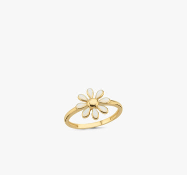 Daisy Flower Ring | 14K Solid Gold - Mionza Jewelry-14k solid gold ring, 8th anniversary gift, birth flower ring, birthday gift, dainty flower ring, daisy jewelry, floral ring, flower and ring, flower jewelry, flower with ring, gold flower ring, gold ring jewelry, sunflower ring