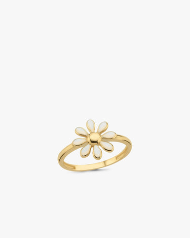 Daisy Flower Ring | 14K Solid Gold - Mionza Jewelry-14k solid gold ring, 8th anniversary gift, birth flower ring, birthday gift, dainty flower ring, daisy jewelry, floral ring, flower and ring, flower jewelry, flower with ring, gold flower ring, gold ring jewelry, sunflower ring