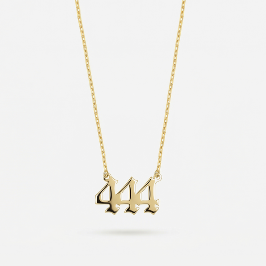 444 Angel Number Necklace | 14K Solid Gold
