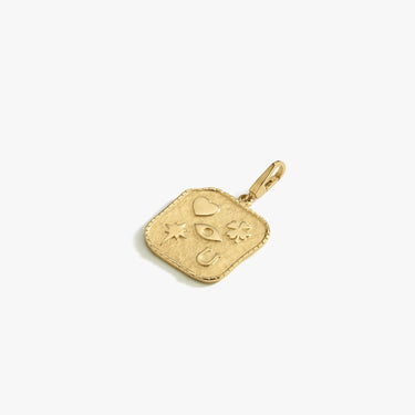 Good Luck Charm | 14K Solid Gold - Mionza Jewelry-christmas gift, clover earrings, clover necklace, evil eye charm, gold charm, good luck charm, heart charm, horseshoe necklace, lucky charm, north star necklace, push in clasp, square necklace