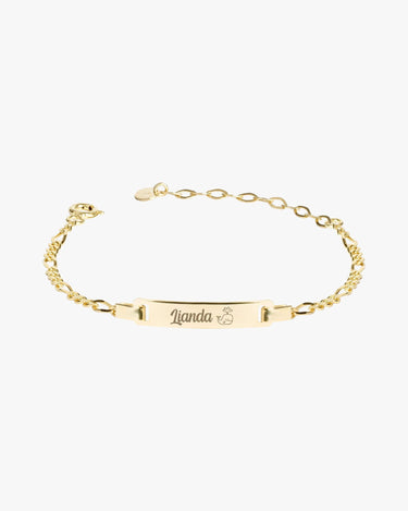 Baby Gold Bracelet with Name  | 14K Solid Gold - Mionza Jewelry-baby boy gift, baby bracelet, baby girl bracelet, baby girl gifts, baby gold bracelet, baby id bracelet, baby name bracelet, baby name plate, bracelet for baby boy, custom baby bracelet, gold baby bracelet, gold baby jewelry, personalized baby