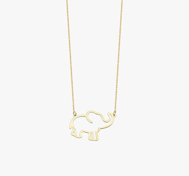 Gold Elephant Necklace | 14K Solid Gold - Mionza Jewelry-african elephant, african necklaces, animal jewelry, animal lover gift, animal necklace, baby gifts, elephant gift, elephant necklace, gold elephant necklace, good luck gifts, jade elephant