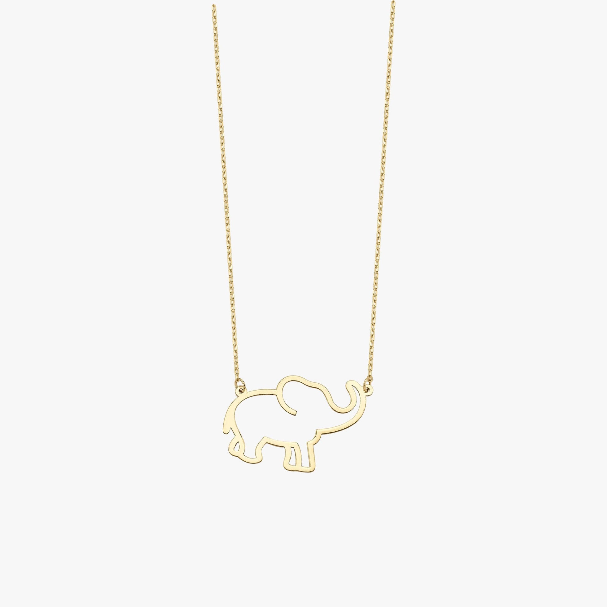 Gold Elephant Necklace | 14K Solid Gold - Mionza Jewelry-african elephant, african necklaces, animal jewelry, animal lover gift, animal necklace, baby gifts, elephant gift, elephant necklace, gold elephant necklace, good luck gifts, jade elephant