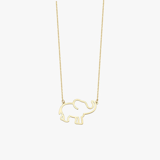 Gold Elephant Necklace | 14K Solid Gold - Mionza Jewelry-african elephant, african necklaces, animal jewelry, animal lover gift, animal necklace, baby gifts, elephant gift, elephant necklace, gold elephant necklace, good luck gifts, jade elephant