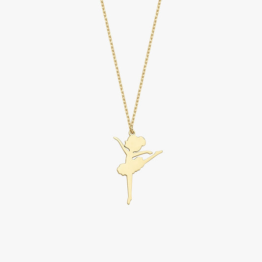 Diamond Ballet Necklace | 14K Solid Gold - Mionza Jewelry-14k gold ballerina, 14K Gold Diamond, ballerina gift, Ballerina Necklace, birthday gift, Dainty Gift for her, diamond shaped gold, Gift for Little Girl, summer jewelry, Tiny Gold Pendant