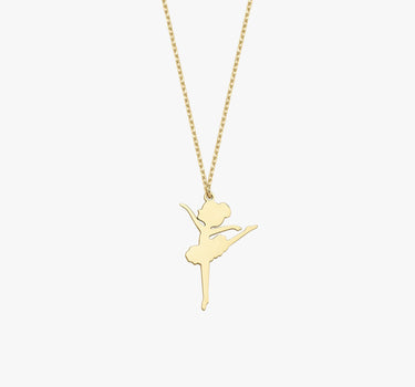 Diamond Ballet Necklace | 14K Solid Gold - Mionza Jewelry-14k gold ballerina, 14K Gold Diamond, ballerina gift, Ballerina Necklace, birthday gift, Dainty Gift for her, diamond shaped gold, Gift for Little Girl, summer jewelry, Tiny Gold Pendant