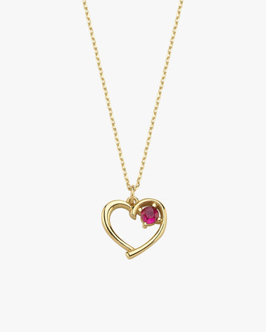 Garnet Red Heart Necklace | 14K Solid Gold - Mionza Jewelry-garnet choker, garnet necklace, garnet pendant, gift for wife, gift for women, gifts for her, Gold Heart Necklace, gold heart pendant, heart jewelry, heart necklace, love necklace, red garnet necklace, red heart necklace