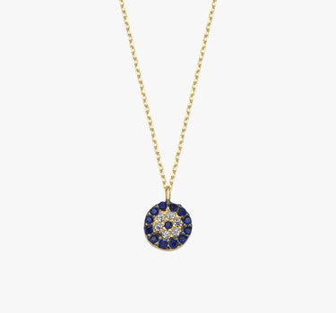 Evil Eye Necklace | 14K Solid Gold - Mionza Jewelry-evil eye charm, evil eye choker, evil eye jewelry, evil eye necklace, evil eye pendant, gold evil eye necklace, gold luck necklace, good luck necklace, hamsa necklace, minimalist necklace, nazar neclace, turkish evil eye