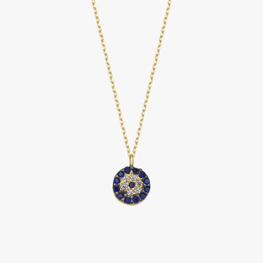 Evil Eye Necklace | 14K Solid Gold - Mionza Jewelry-evil eye charm, evil eye choker, evil eye jewelry, evil eye necklace, evil eye pendant, gold evil eye necklace, gold luck necklace, good luck necklace, hamsa necklace, minimalist necklace, nazar neclace, turkish evil eye