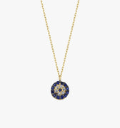 Evil Eye Necklace | 14K Solid Gold - Mionza Jewelry-evil eye charm, evil eye choker, evil eye jewelry, evil eye necklace, evil eye pendant, gold evil eye necklace, gold luck necklace, good luck necklace, hamsa necklace, minimalist necklace, nazar neclace, turkish evil eye