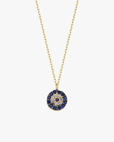 Evil Eye Necklace | 14K Solid Gold - Mionza Jewelry-evil eye charm, evil eye choker, evil eye jewelry, evil eye necklace, evil eye pendant, gold evil eye necklace, gold luck necklace, good luck necklace, hamsa necklace, minimalist necklace, nazar neclace, turkish evil eye