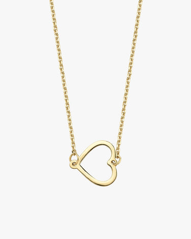 Sideway Heart Necklace | 14K Solid Gold - Mionza Jewelry-1st Anniversary Gift, Gift for Love, Gift for Wife, Gift for Women, Gold Heart Necklace, Heart Jewelry, Heart Necklace, Hollow Heart Jewelry, Sideway Heart, Solid Gold Jewelry