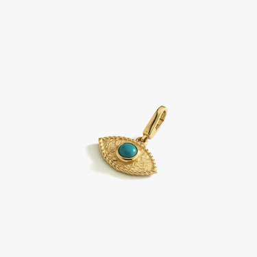 Evil Eye Charm | 14K Solid Gold - Mionza Jewelry-14k gold charm, charm bracelet, charm necklace, evil eye charm, evil eye jewelry, gold charm, gold charm bracelet, gold charm necklace, good luck charm, hammered necklace, lucky charms, protection charm, valentines day gift