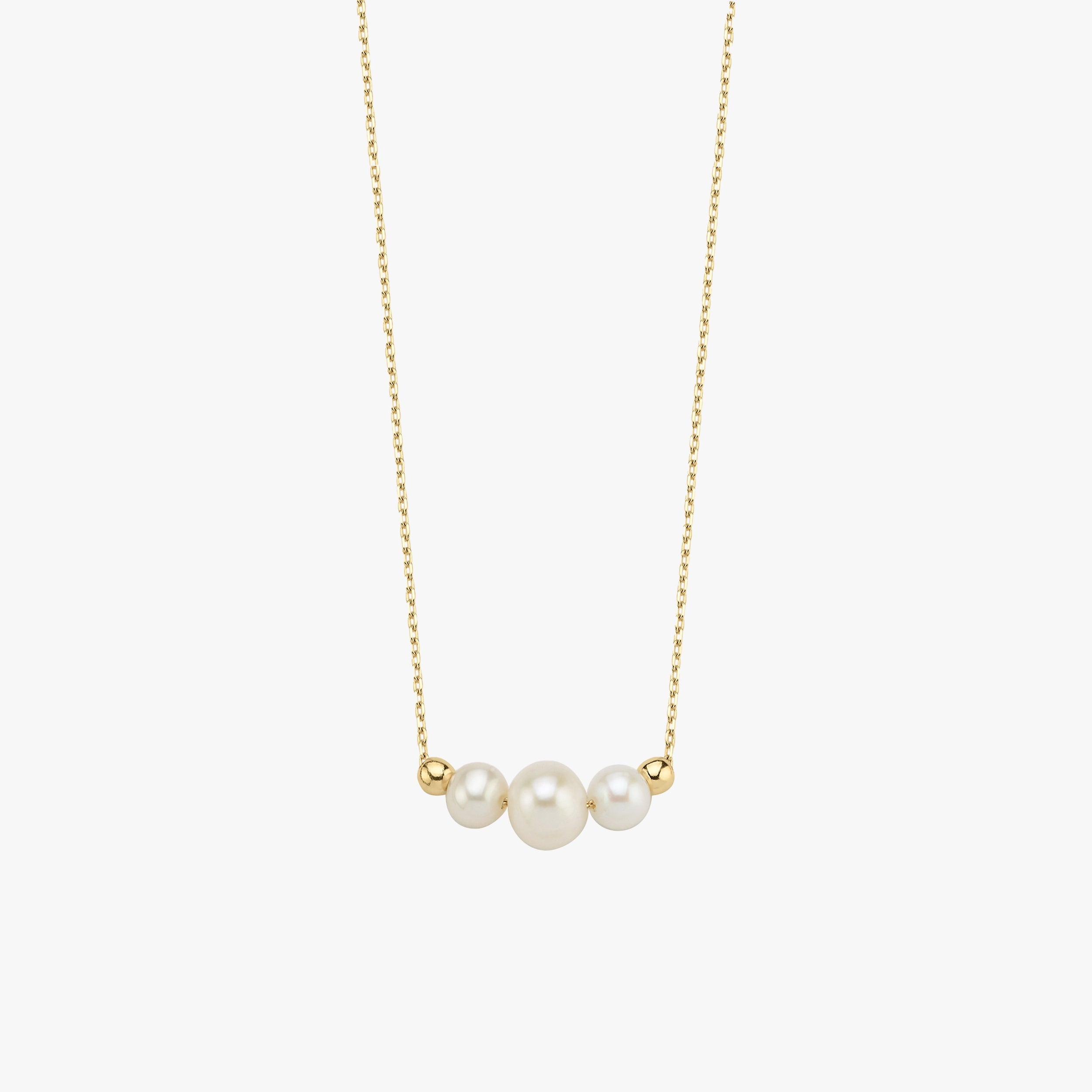 Triple Pearl Necklace | 14K Solid Gold