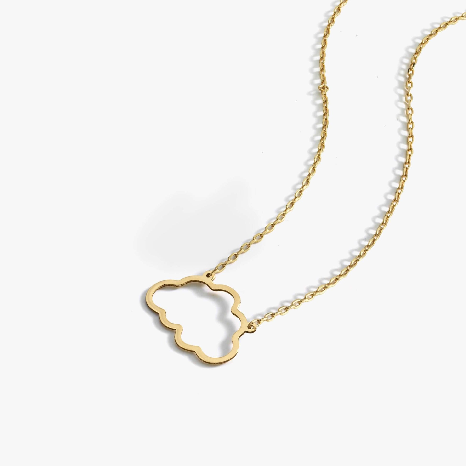 Cloud Necklace | 14K Solid Gold - Mionza Jewelry-16th birthday gift, 1st anniversary gift, celestial jewelry, celestial necklace, Christmas Gift, cloud jewelry, cloud necklace, cloud pendant, gift for girl, gift for women, minimalist necklace, rain cloud necklace