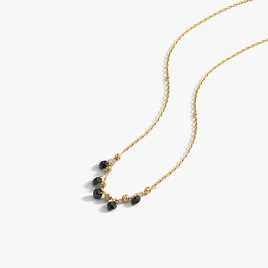 Onyx Necklace | 14K Solid Gold - Mionza Jewelry-beaded bar necklace, Birthstone Necklace, black gemstone, black stone necklace, bridesmaid gifts, dainty black stones, delicate necklace, good luck necklace, minimalist necklace, necklace for her, onyx necklace, onyx station Pendant, station necklace