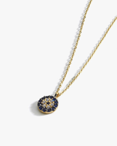 Evil Eye Necklace | 14K Solid Gold - Mionza Jewelry-evil eye charm, evil eye choker, evil eye jewelry, evil eye necklace, evil eye pendant, gold evil eye necklace, gold luck necklace, good luck necklace, hamsa necklace, minimalist necklace, nazar neclace, turkish evil eye