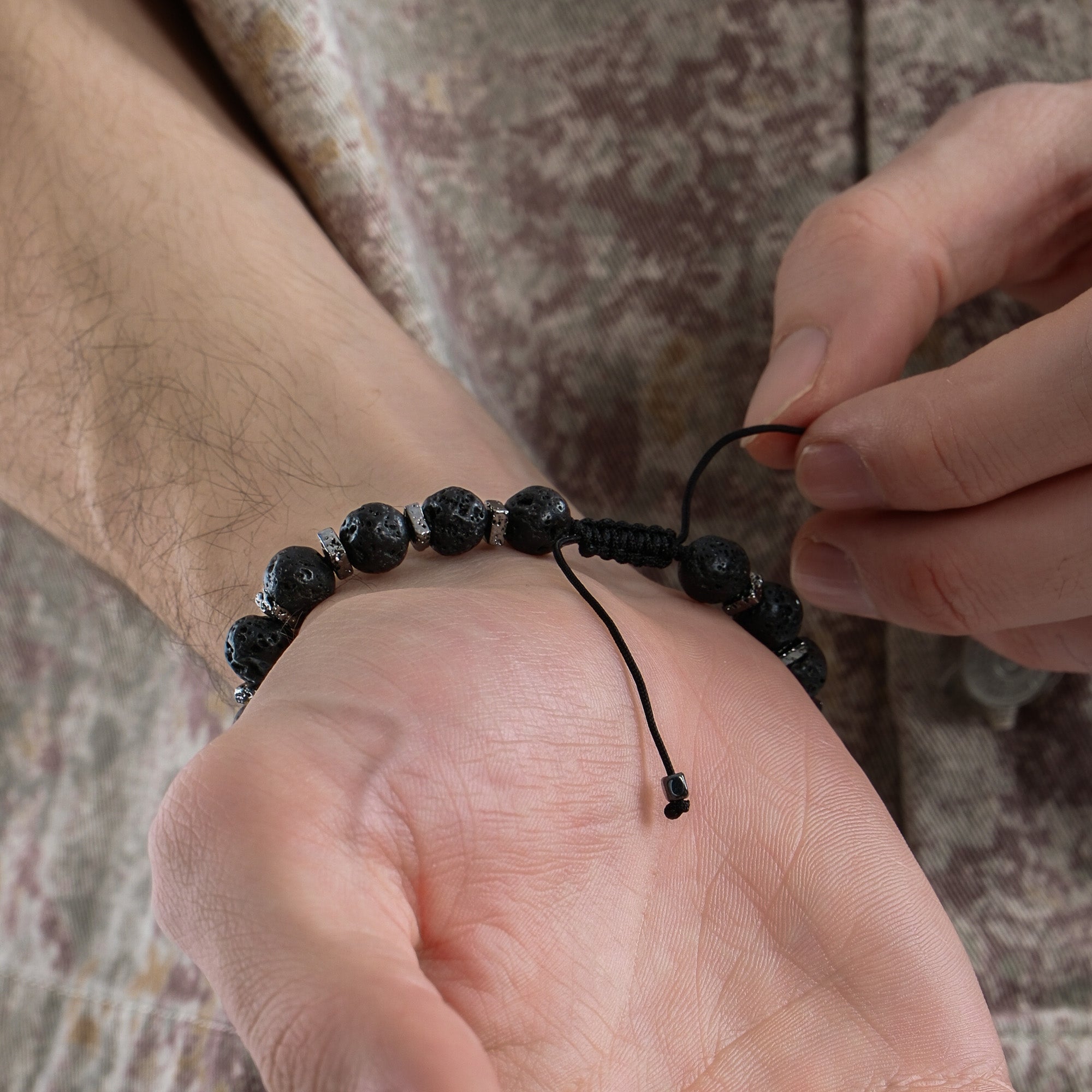 Jasper & Matte Onyx Stone Men's Bracelet | Natural Stone - Image 5
