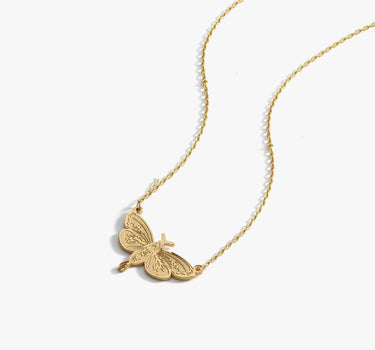 Moth Necklace | 14K Solid Gold - Mionza Jewelry-bug jewelry, halloween gifts, halloween jewelry, halloween necklace, luna moth jewelry, luna moth necklace, moth earrings, moth jewelry, moth necklace, moth wings necklace, silver goth necklace, silver moth jewelry, silver moth necklace