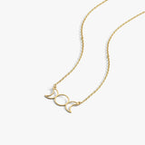 Triple Moon Goddess Necklace | 14K Solid Gold - Mionza Jewelry-gift for her, gothic necklace, moon necklace, moon phase necklace, moonstone necklace, pentagram necklace, silver moon necklace, triple moon goddess, wiccan jewelry, witch necklace, witchy necklace