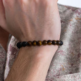 Jasper & Matte Onyx Stone Men's Bracelet | Natural Stone - Image 6