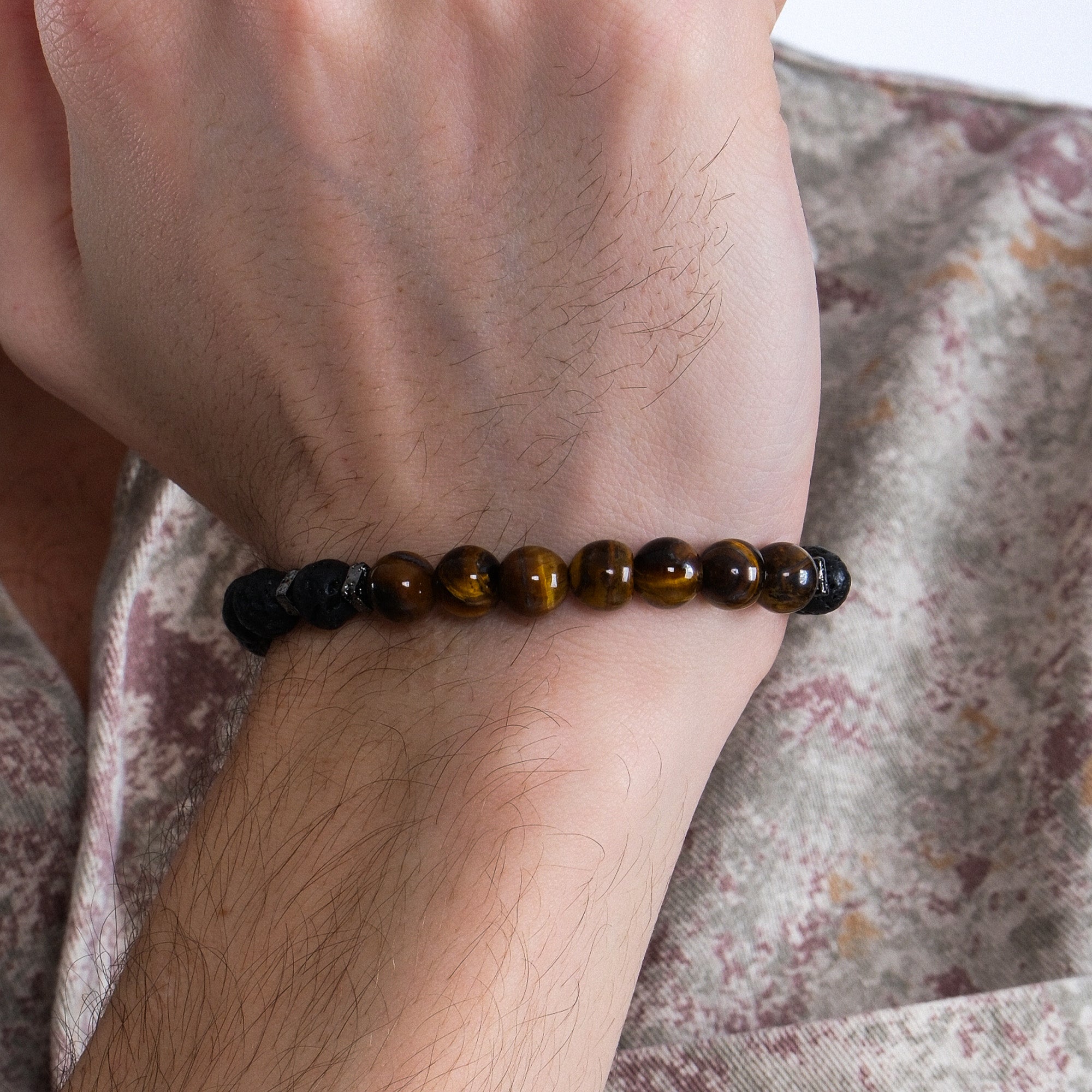 Jasper & Matte Onyx Stone Men's Bracelet | Natural Stone - Image 6