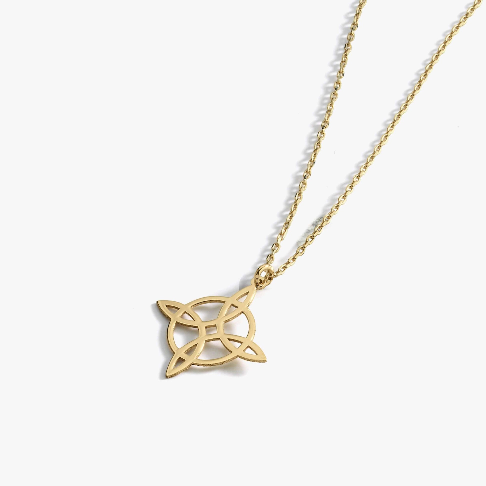 Witches Knot Necklace | 14K Solid Gold - Mionza Jewelry-gothic necklace, halloween gifts, halloween jewelry, halloween necklace, halloween pendant, halloween witch, trick or treat, witch jewelry, witch knot necklace, witch necklace, witch pendant, witch silver pendant, witchy necklace