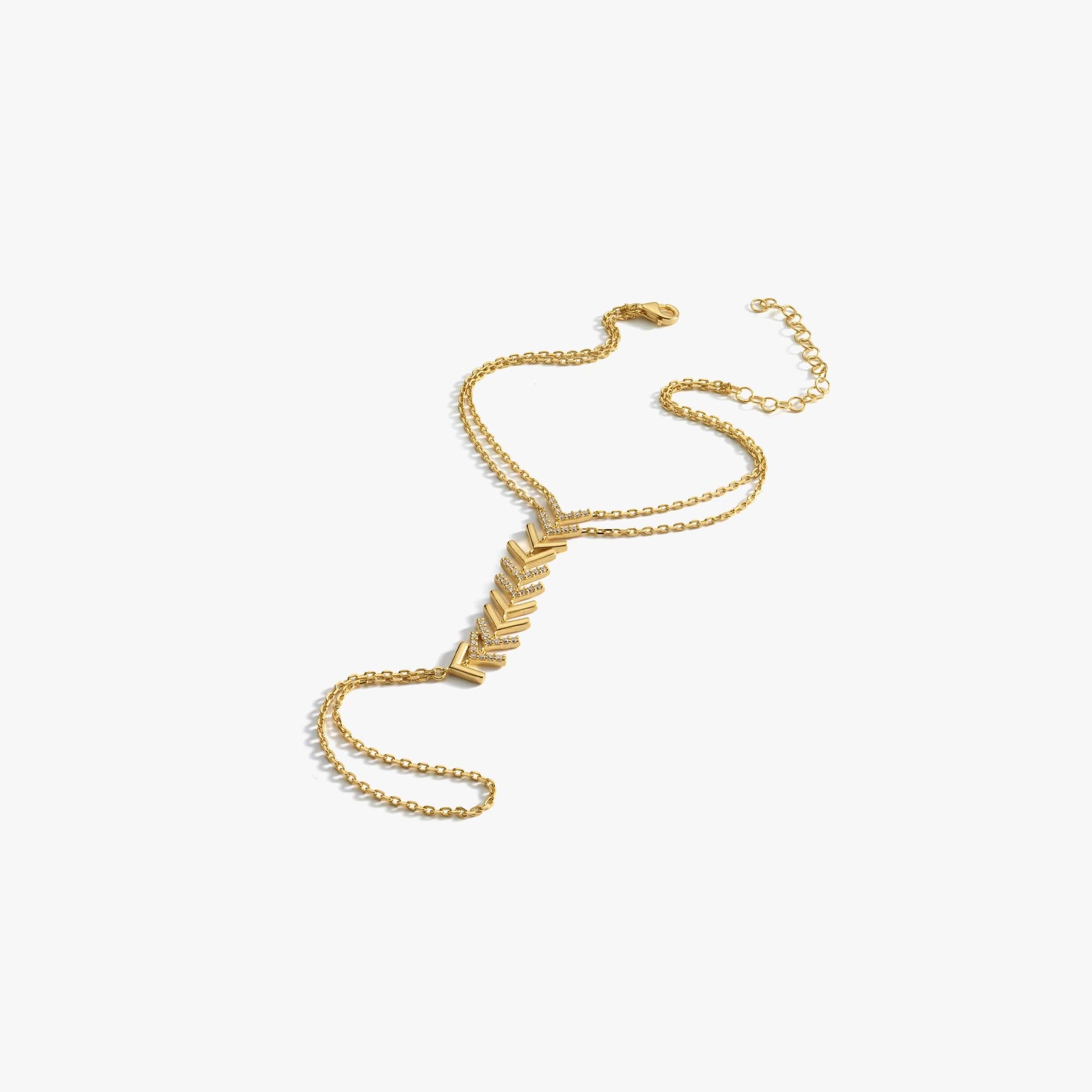 Hand Chain Bracelet | 18K Gold Vermeil - Mionza Jewelry-18k hand chain, adjustable bracelet, body chain, bridal jewelry, chain ring, chevron ring, diamond bracelet, diamond hand chain, gold hand chain, hand chain bracelet, hand jewelry, mothers day gift, slave bracelet