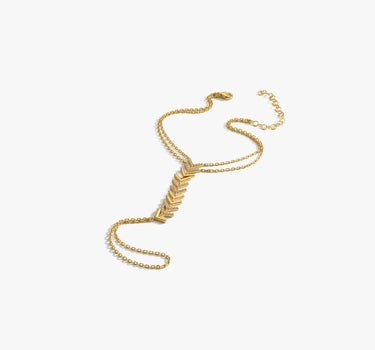 Hand Chain Bracelet | 18K Gold Vermeil - Mionza Jewelry-18k hand chain, adjustable bracelet, body chain, bridal jewelry, chain ring, chevron ring, diamond bracelet, diamond hand chain, gold hand chain, hand chain bracelet, hand jewelry, mothers day gift, slave bracelet