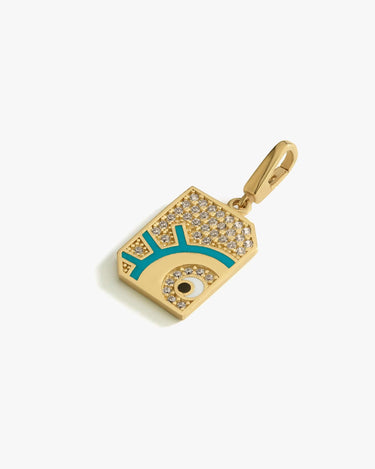 Gold Evil Eye Pendant | 14K Solid Gold - Mionza Jewelry-14k gold charm, beaded necklace, charm bracelet, charm necklace, christmas gift, evil eye bracelet, evil eye charm, evil eye necklace, evil eye pendant, gold charm, gold necklace charm, good luck charm, protection charm