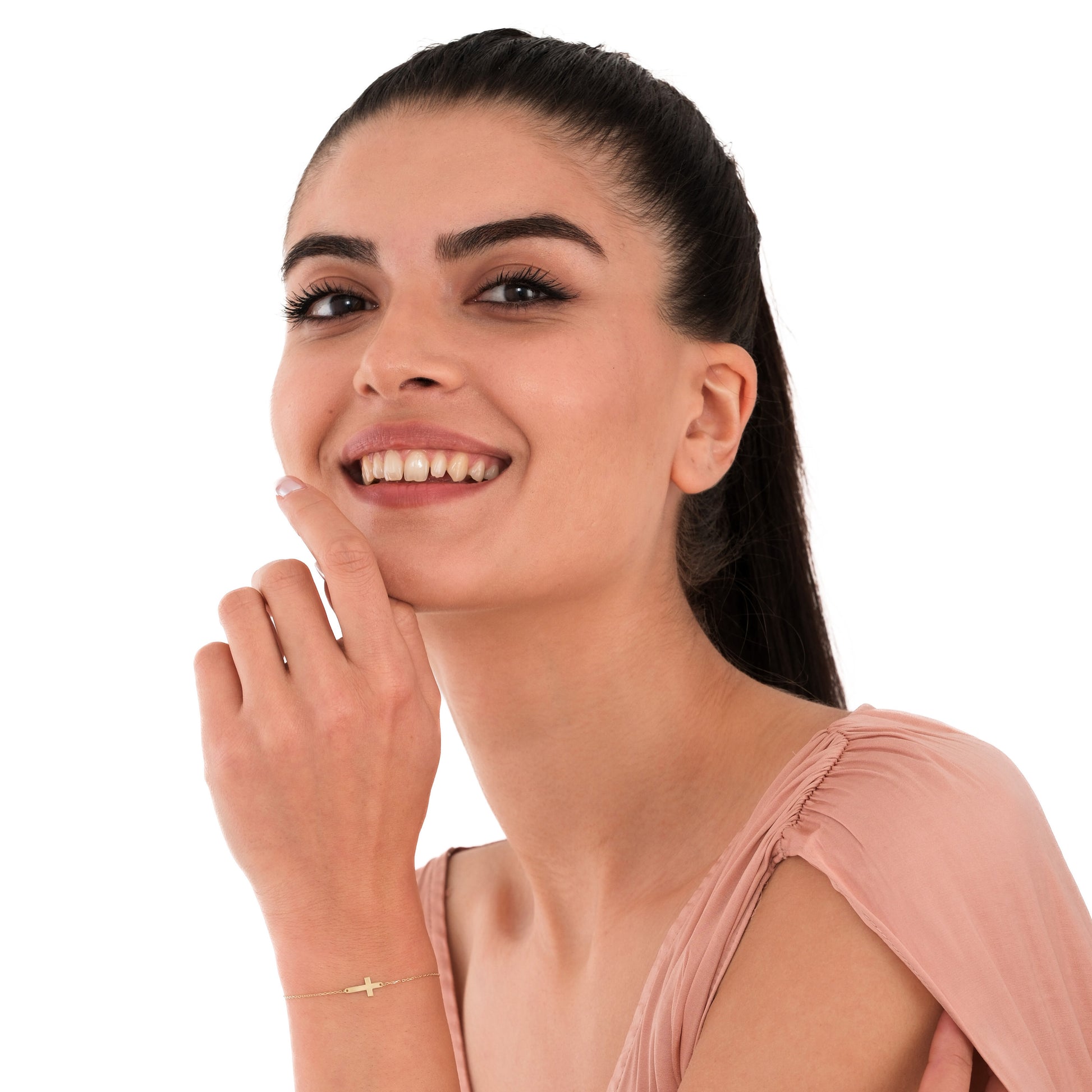 Gold Cross Bracelet | 14K Solid Gold