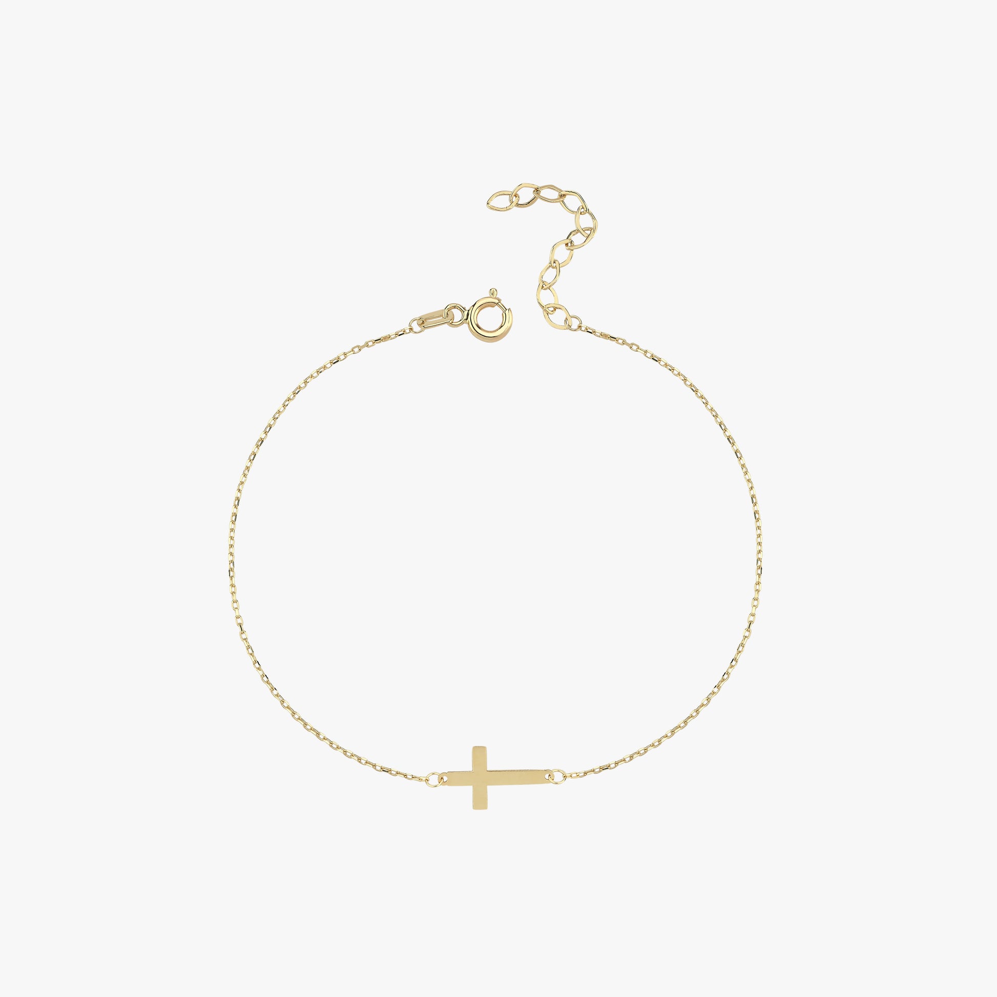 Gold Cross Bracelet | 14K Solid Gold