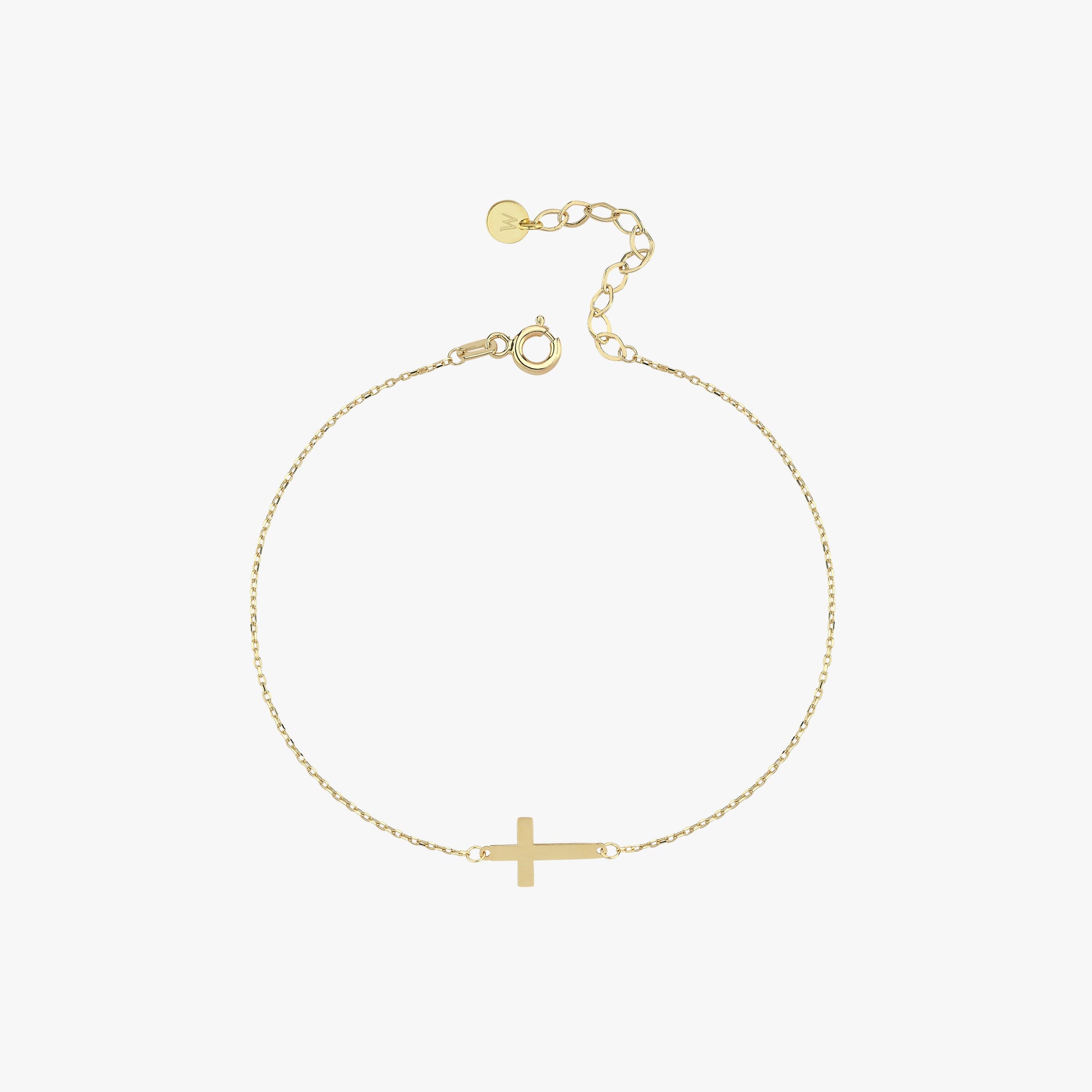 Gold Cross Bracelet | 14K Solid Gold