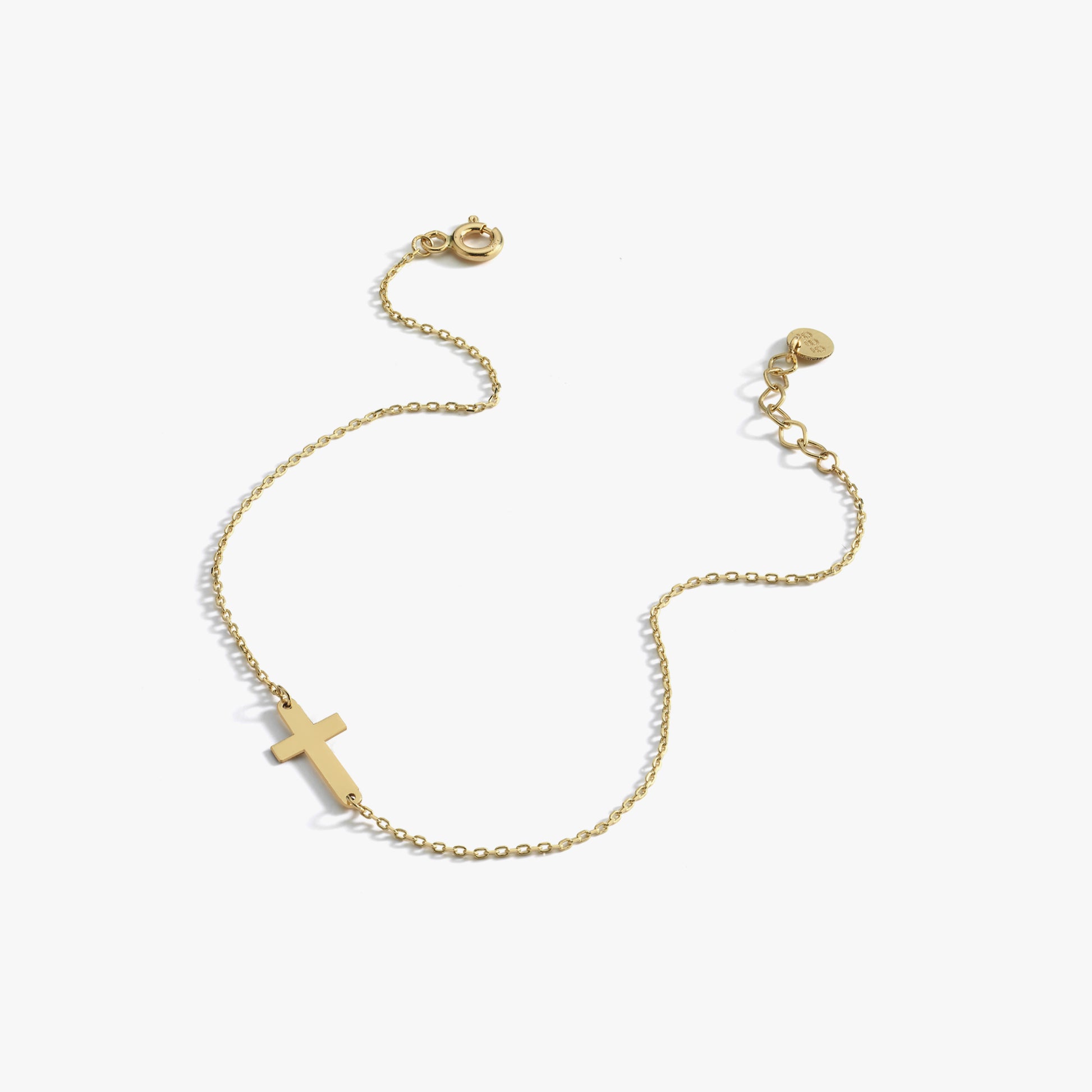 Gold Cross Bracelet | 14K Solid Gold