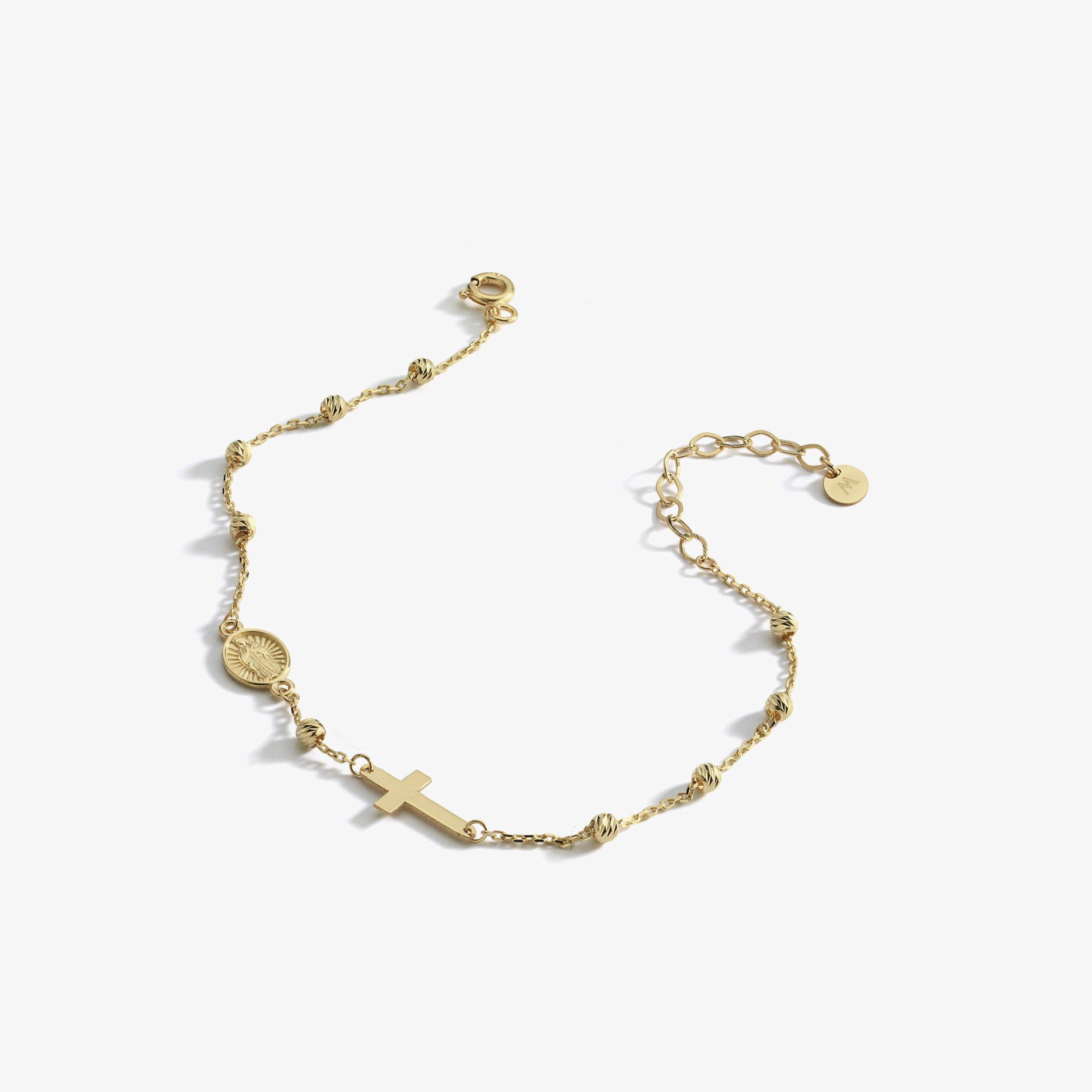 14K Solid Gold Rosary Bracelet | MIONZA – Mionza Jewelry