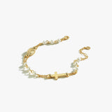 Pearl Rosary Bracelet | 14K Gold Plated