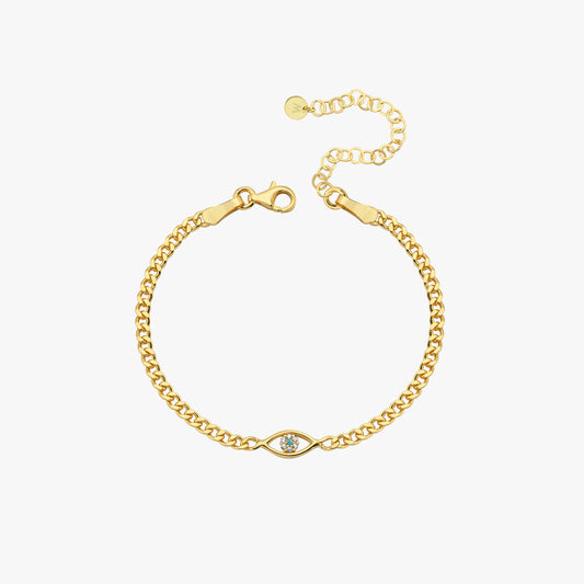 Evil Eye Curb Chain Bracelet | 18K Gold Vermeil