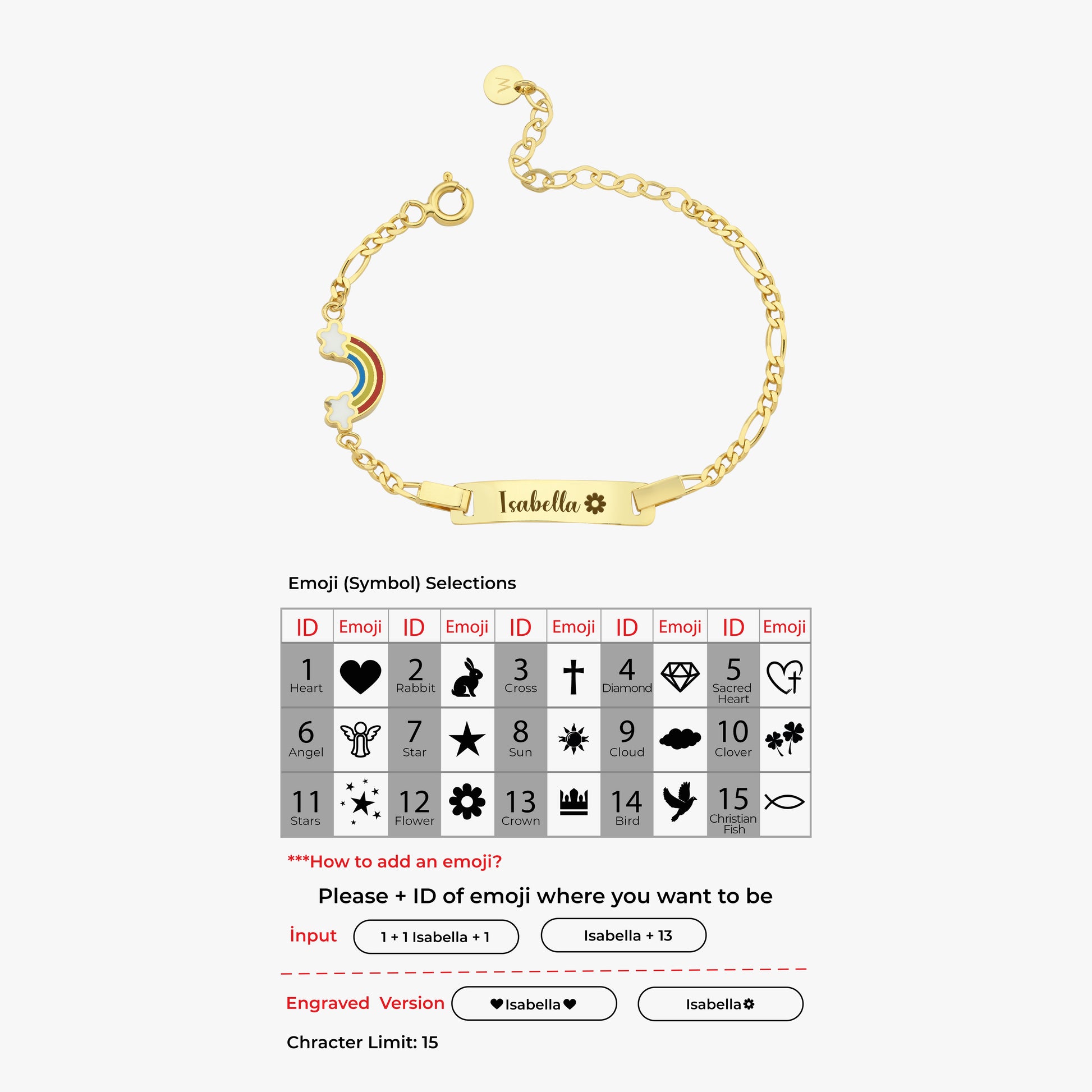 Personalized Rainbow Baby Gold Bracelet | 14K Solid Gold