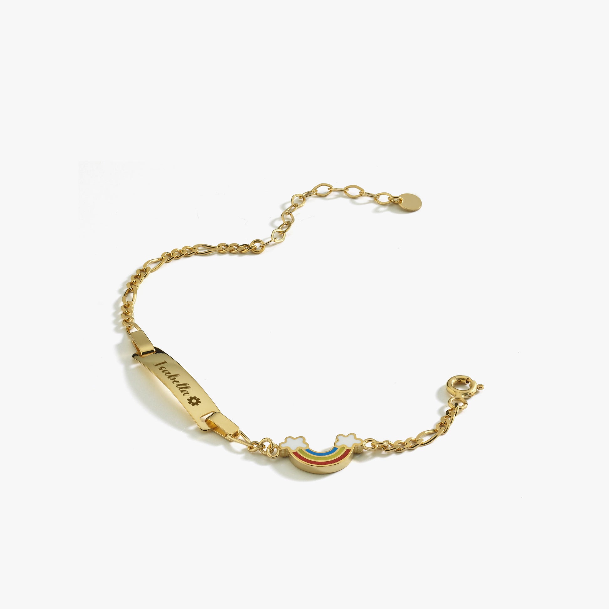 Personalized Rainbow Baby Gold Bracelet | 14K Solid Gold