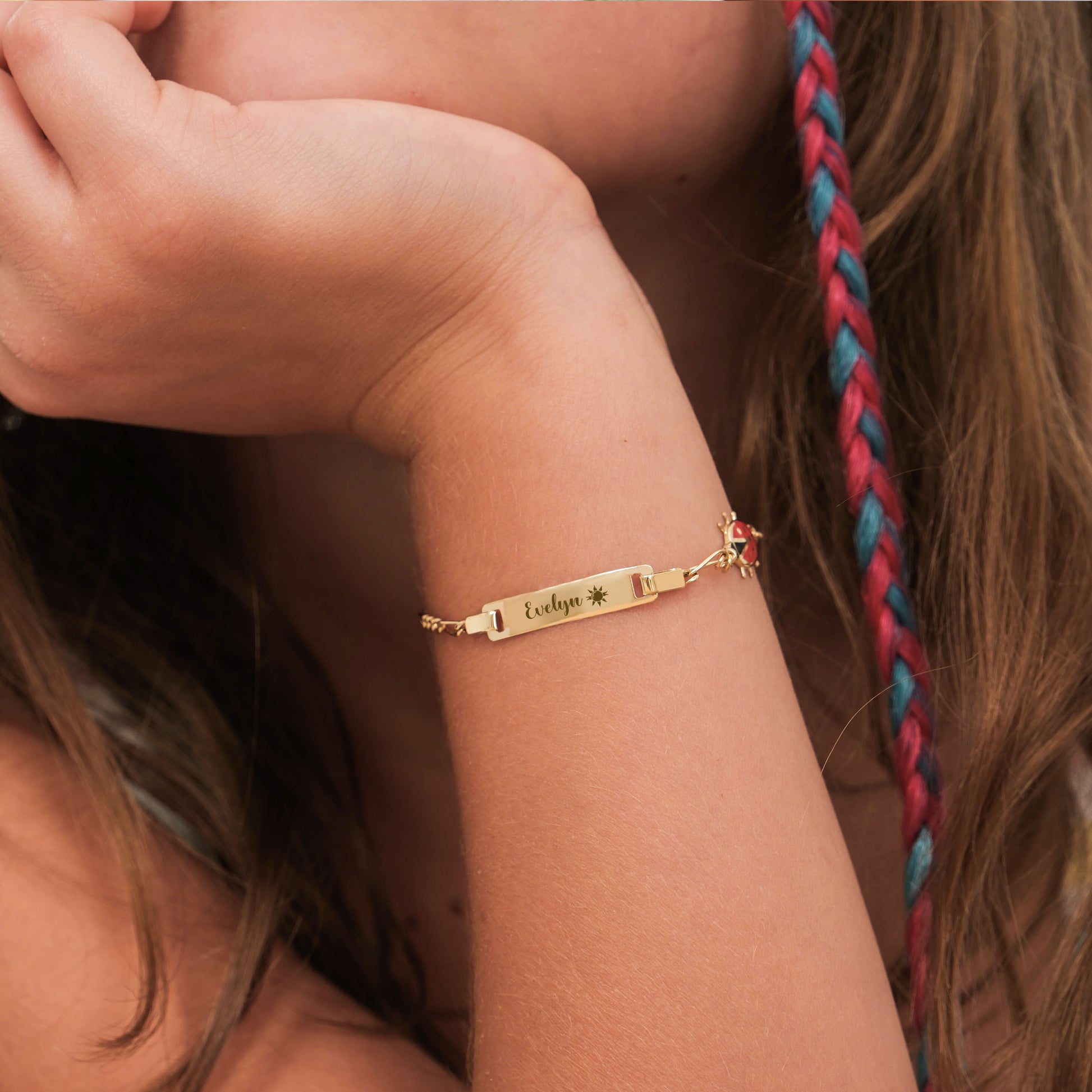 Personalized Ladybird Gold Bracelet for Baby | 14K Solid Gold
